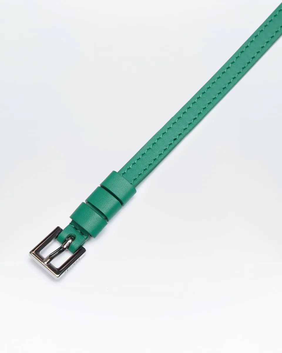 FR.002. Emerald Тонкий зеленый поясной ремень из натуральной кожи от FETICHE