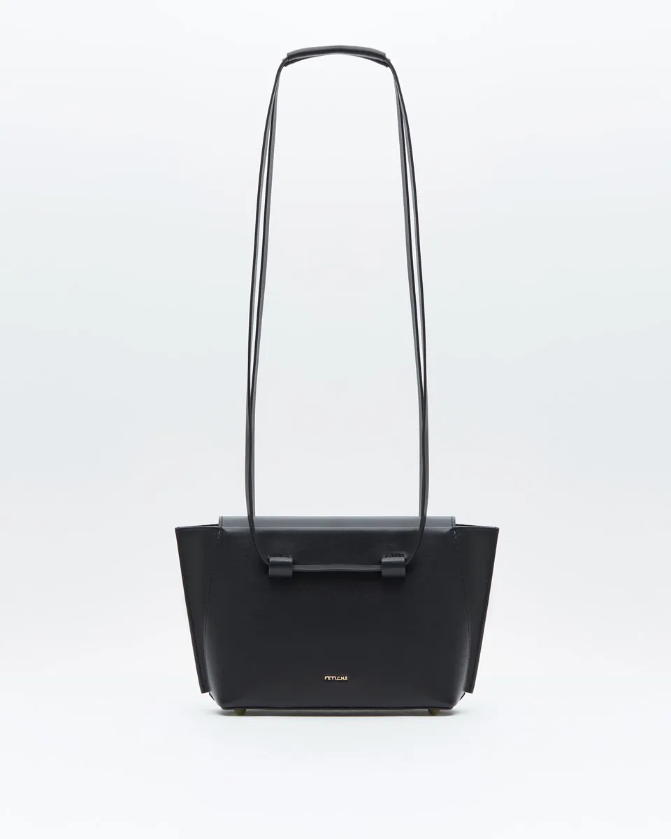 S.027.mini. Black Чёрный мини тоут из натуральной кожи с регулируемыми ручками от FETICHE